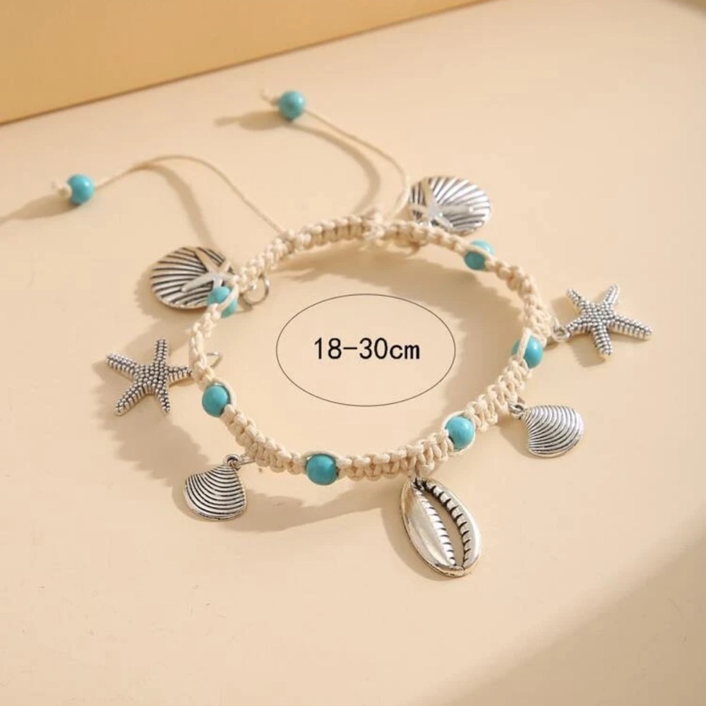 Starfish & Shell Charm Adjustable Anklet - Picture 4 of 4